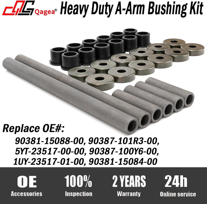 Qagea Heavy Duty A-Arm Control Arm Bushing Kit with Dust Cover Seal Caps & Shaft Collars Fit for Yamaha Banshee 350 450, Raptor 125 250 700 Replaces 90381-15084-00 5YT-23517-00-00 90387-101R3-00 - Image 3